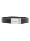 Emporio Armani logo-buclke reversible leather belt - Black