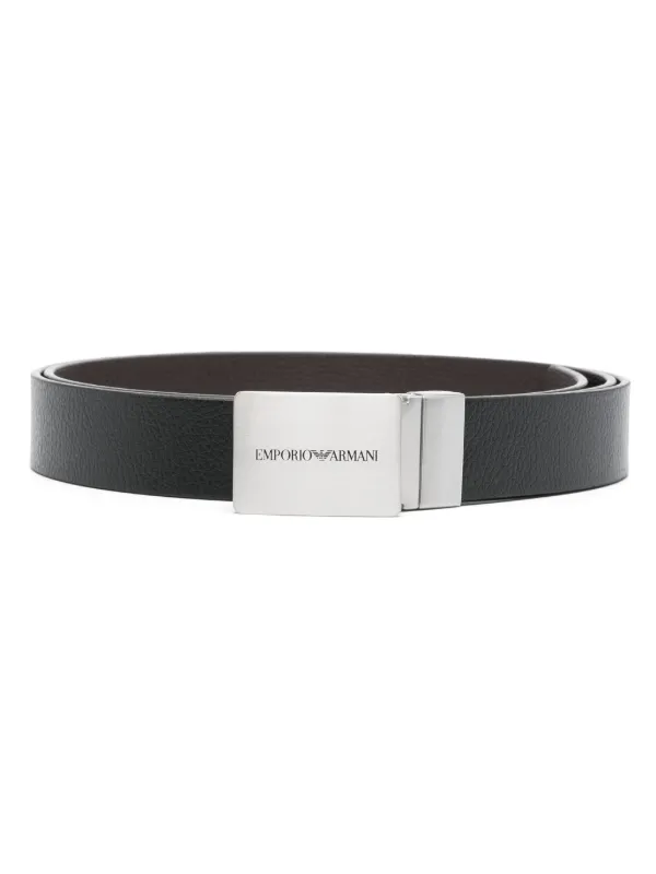 Emporio Armani logo-buclke Reversible Leather Belt Black FARFETCH PH
