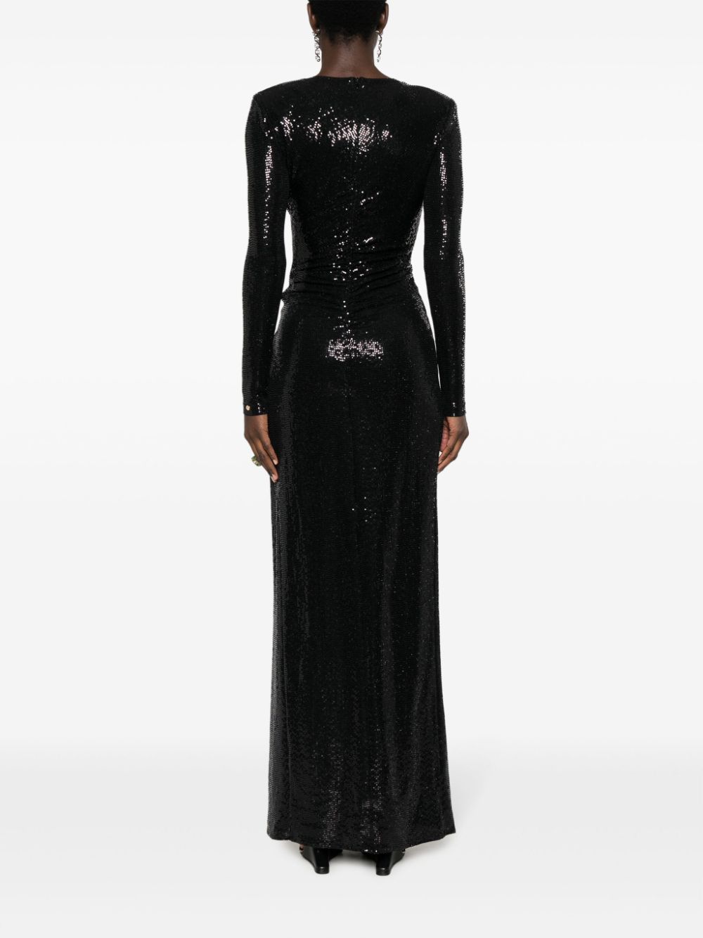 Shop Nissa Sequin-embellished Gathered Maxi Dress In Black