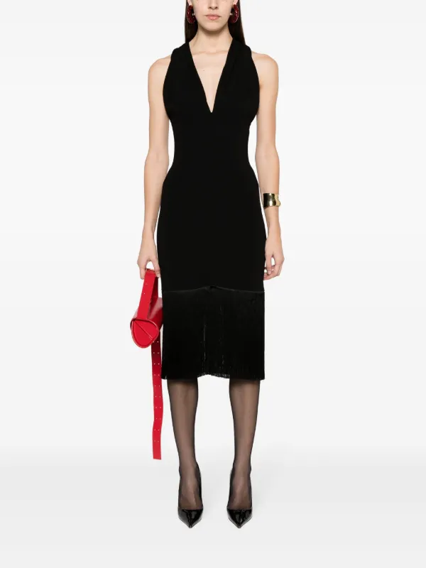 【送料&関税込】Ferragamo Fringed Mini Dress Ferragamo Fringed Silk-blend Halterneck Mini Dress