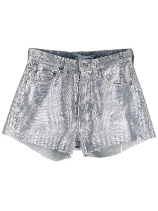 ◆Maison Margiela◆スタッド ディストレスト ショートパンツ Maison Margiela ラインストーン ショートパンツ | シルバー