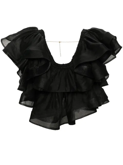 ZIMMERMANN ruffled scoop-neck crop top