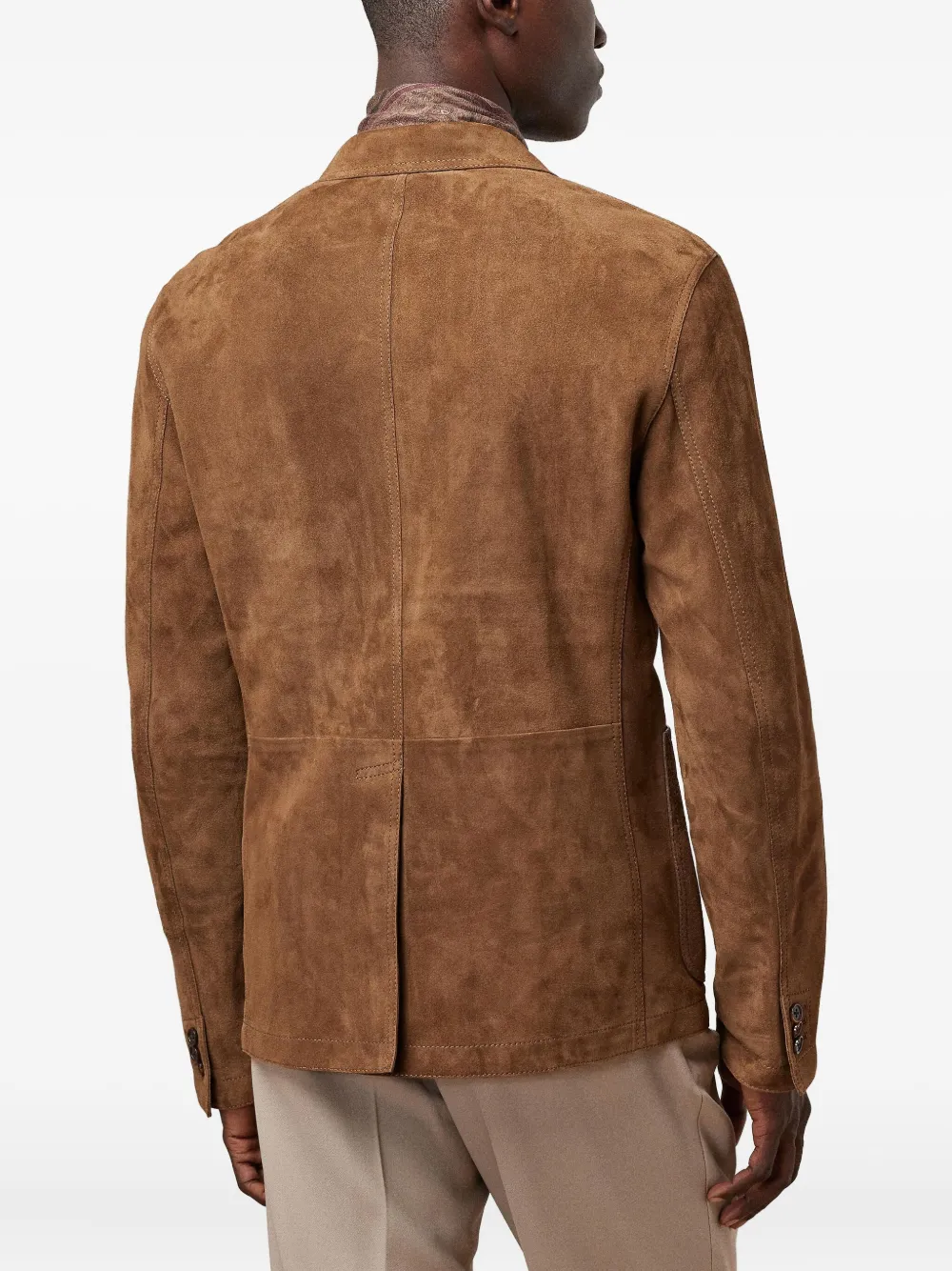 Ralph Lauren Suede Single-breasted Blazer In Brown