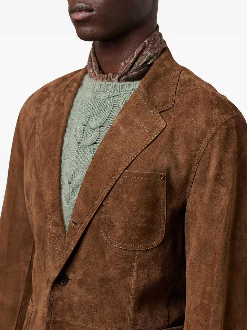 Ralph Lauren Suede Single-breasted Blazer In Brown