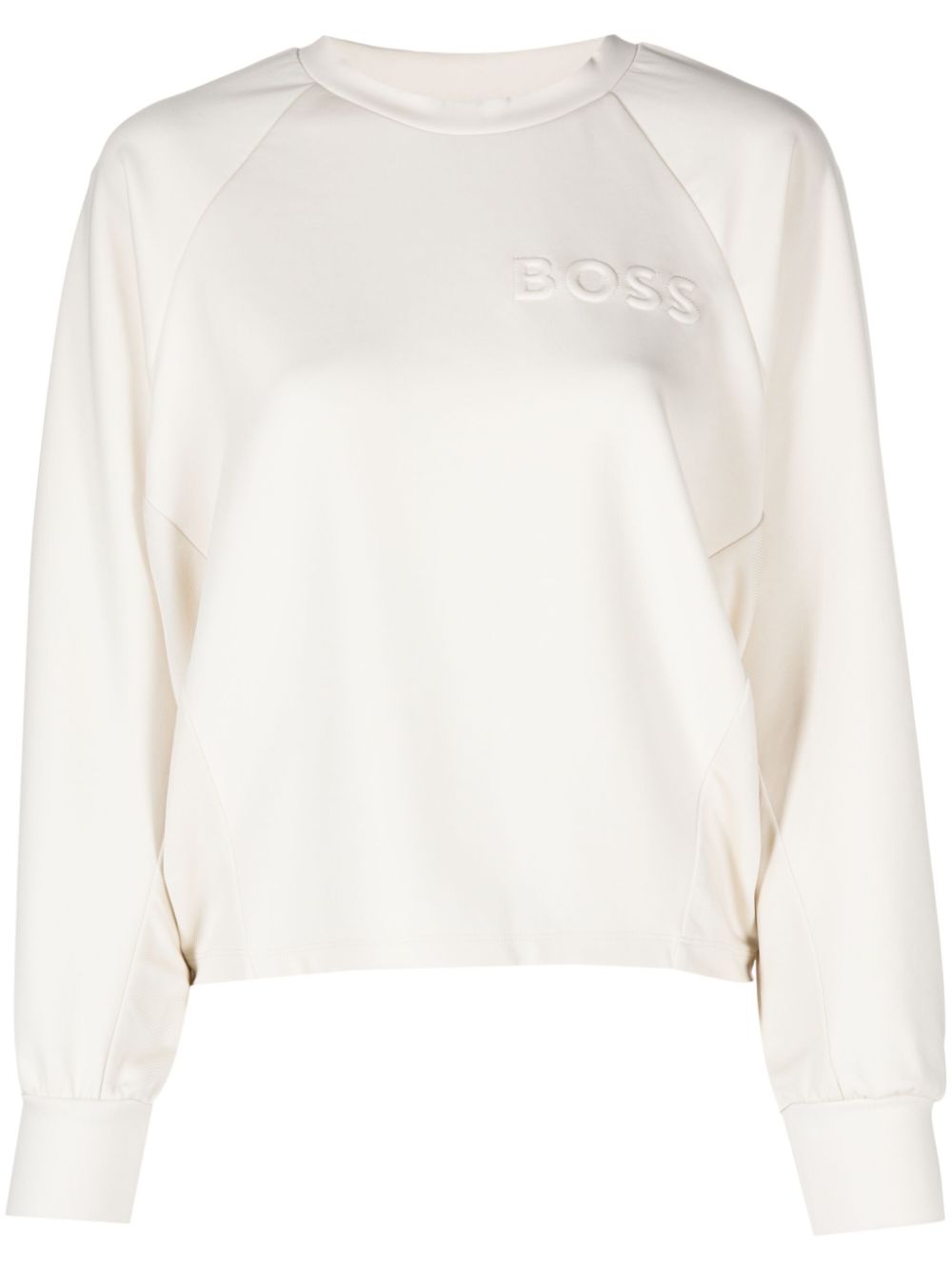 BOSS logo-embossed technical-jersey sweatshirt - Neutrals