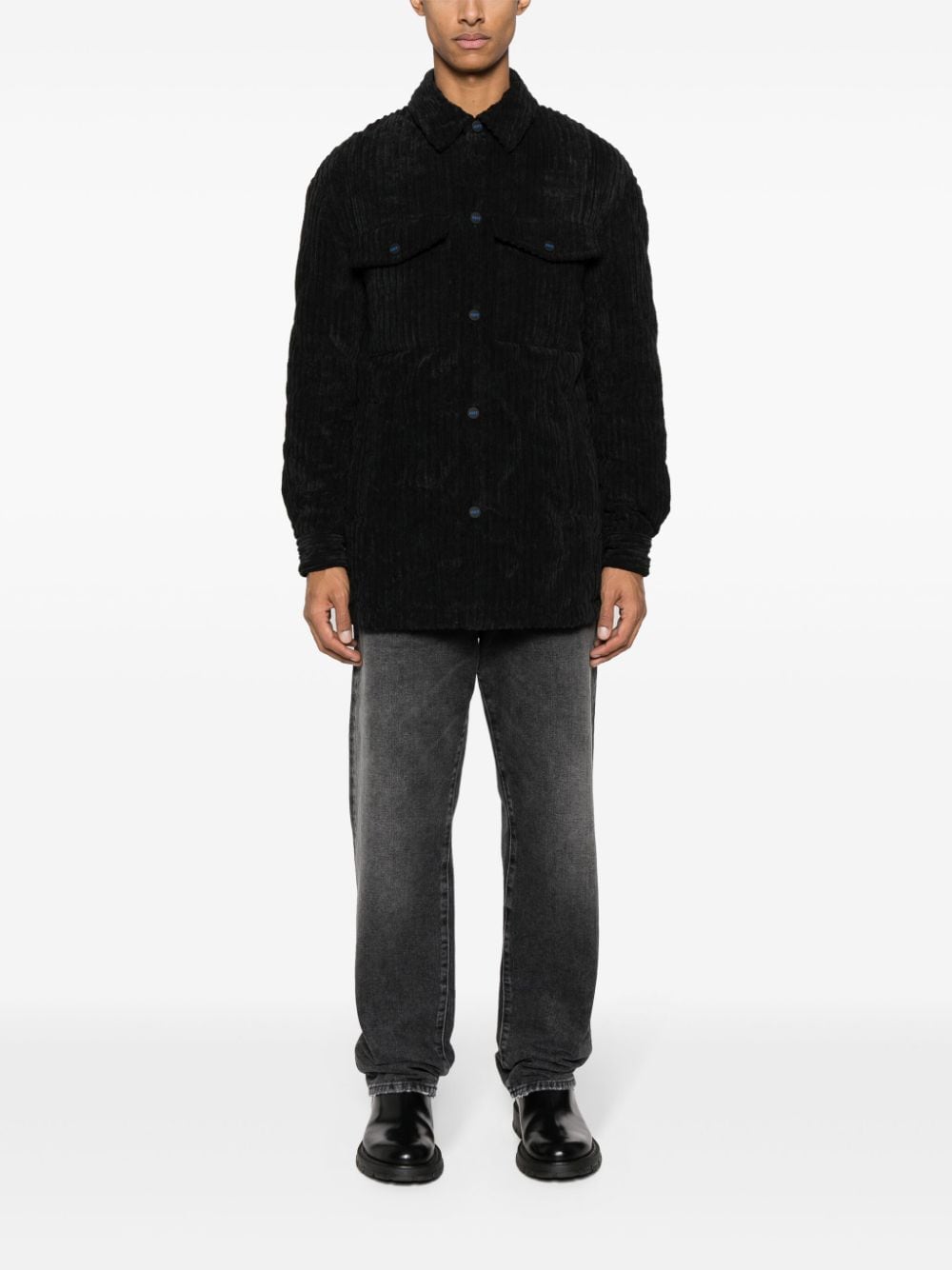 Kiton corduroy shirt jacket - Zwart