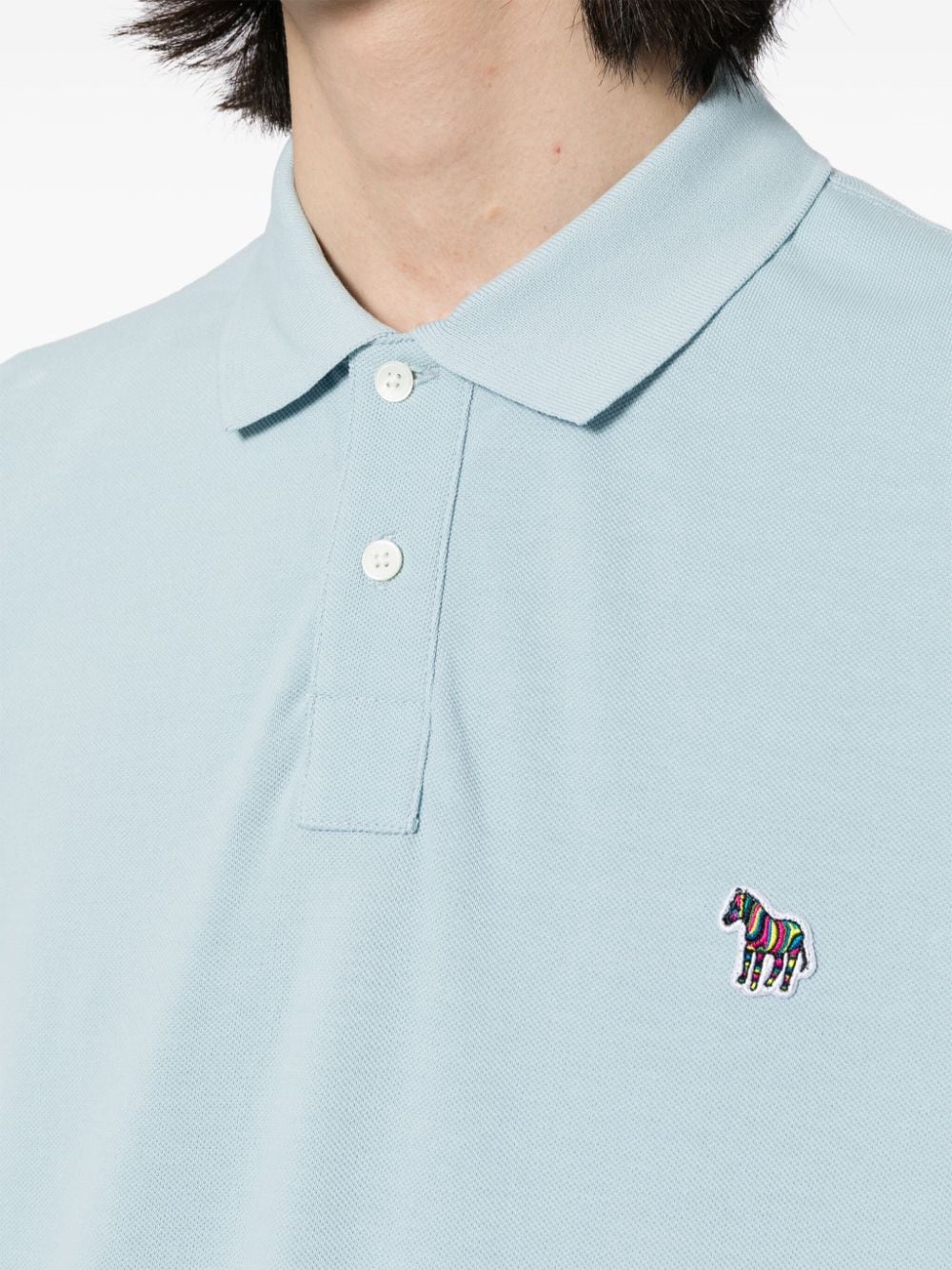 Shop Ps By Paul Smith Logo-embroidered Organic-cotton Polo Shirt In Blau