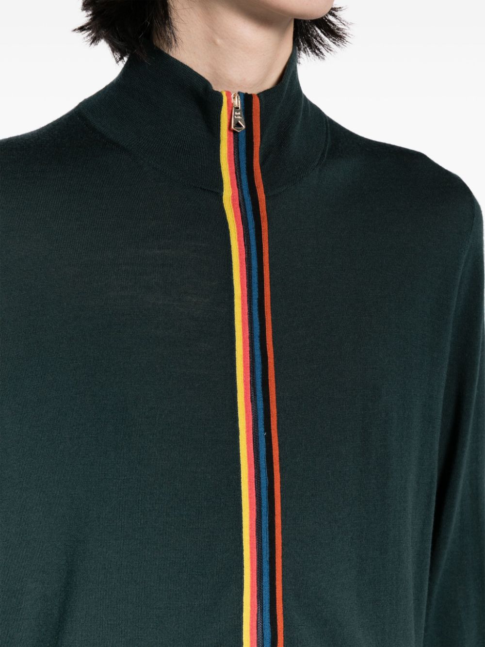 Shop Paul Smith Artist Stripe-embellished Fine-knit Cardigan In Green