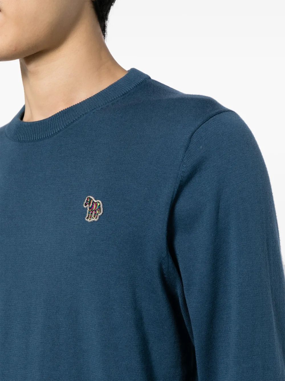 Shop Ps By Paul Smith Logo-patch Cotton Sweatshirt In Blue