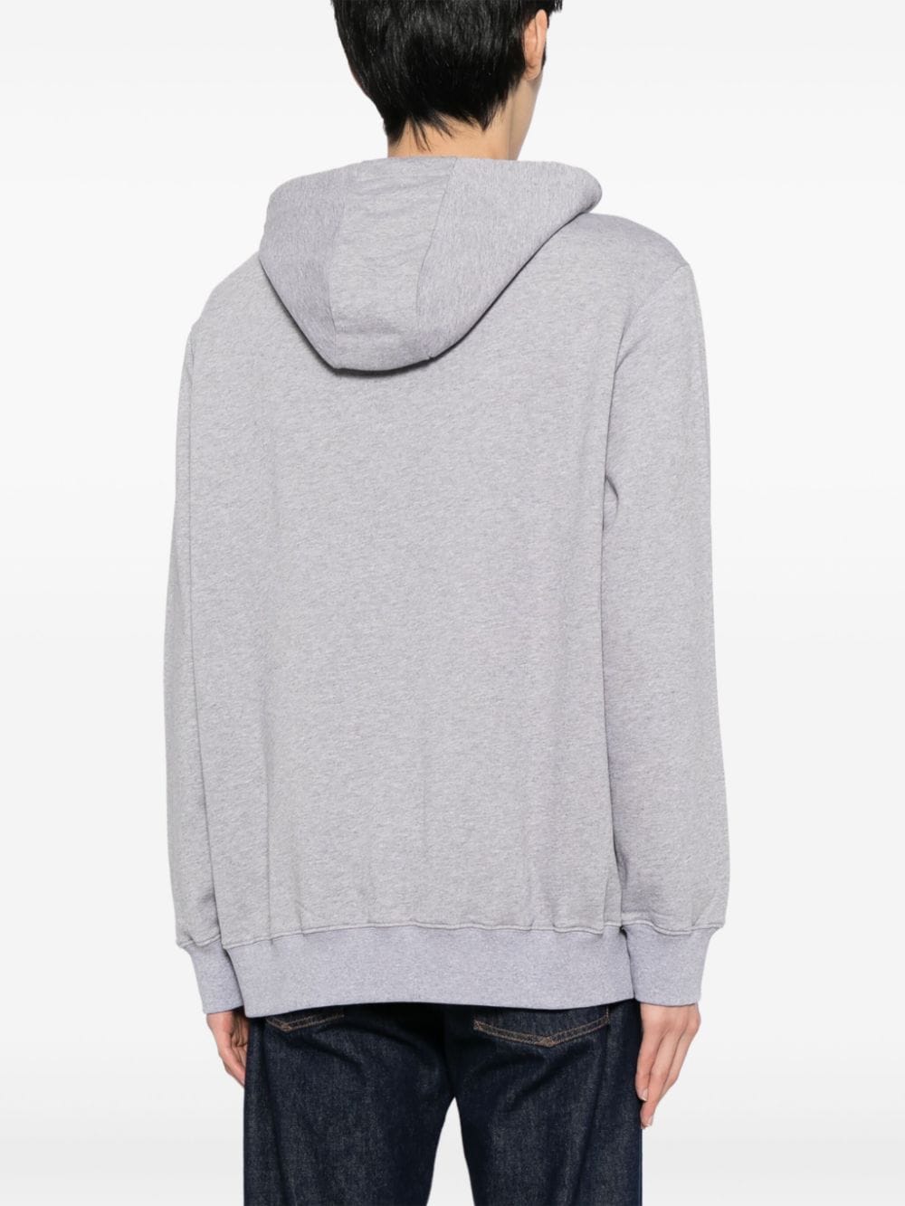 Shop Paul Smith Logo-embroidered Organic Cotton Hoodie In Grey
