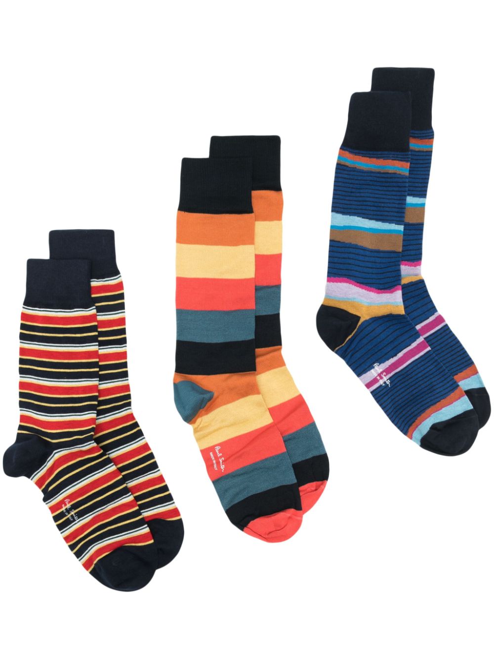 Paul Smith Striped Ankle Socks (pack Of Three) In Yellow