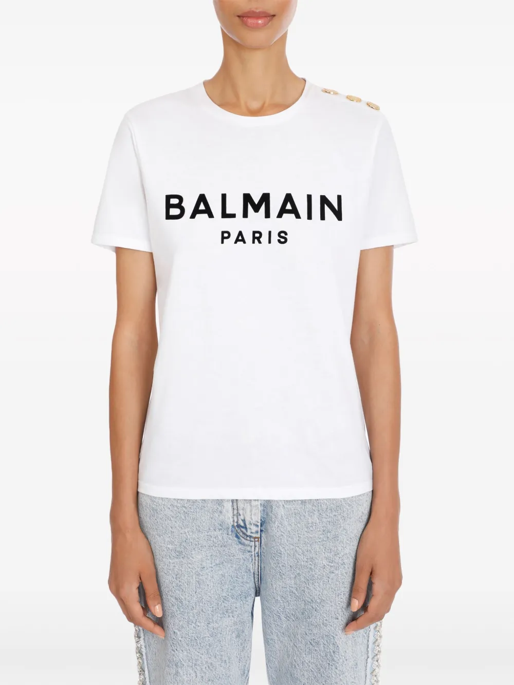 button-detail logo-print T-Shirt