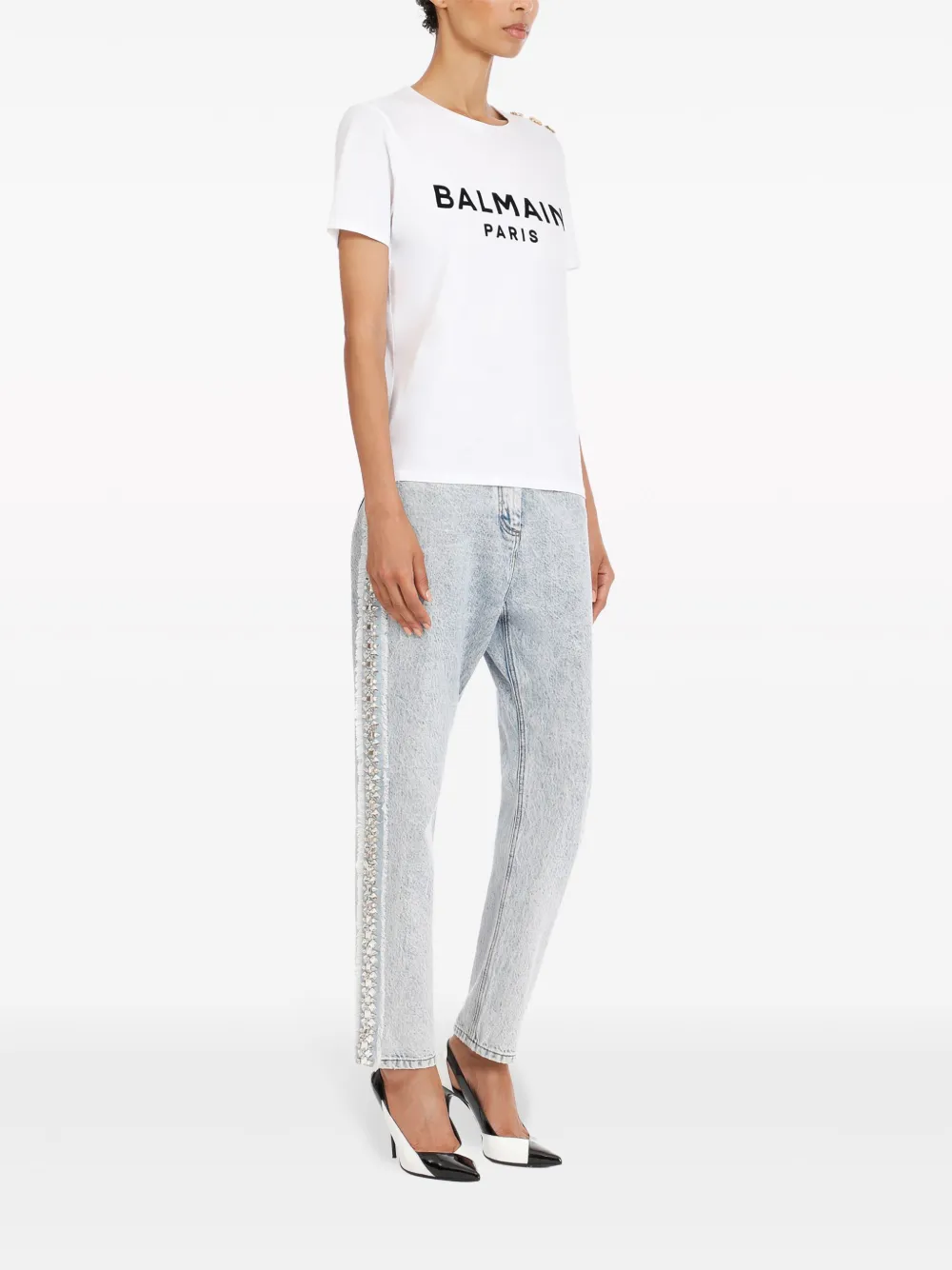 Balmain T-shirt met logoprint Wit
