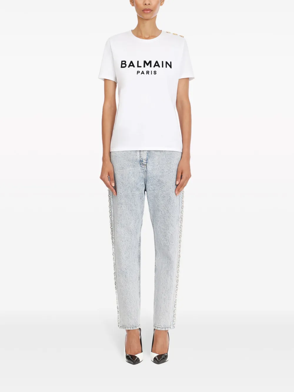 Balmain T-shirt met logoprint Wit