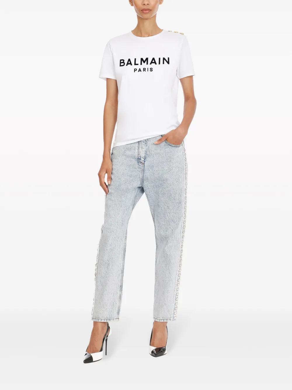 Balmain T-shirt met logoprint Wit