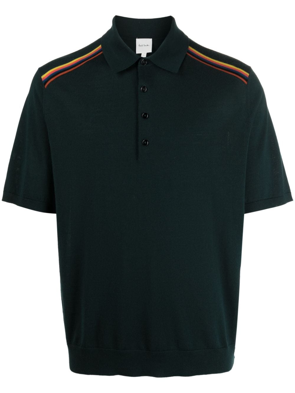 Paul Smith Artist Stripe-embellished Fine-knit Polo Shirt In Green