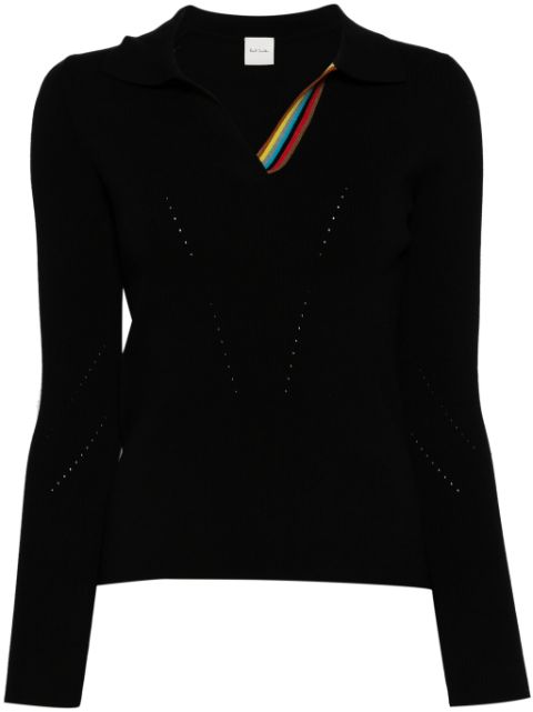 Paul Smith stripe-trimmed knitted polo shirt