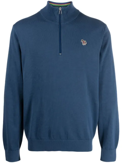 PS Paul Smith Zebra-motif cotton half-zip sweatshirt