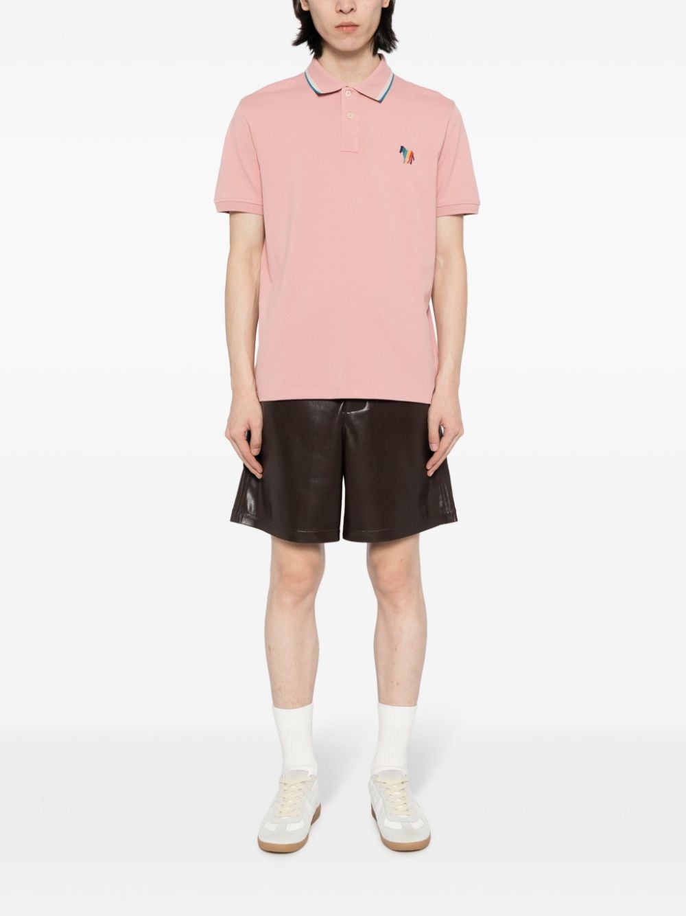 Shop Ps By Paul Smith Logo-embroidered Cotton Polo Shirt In Pink