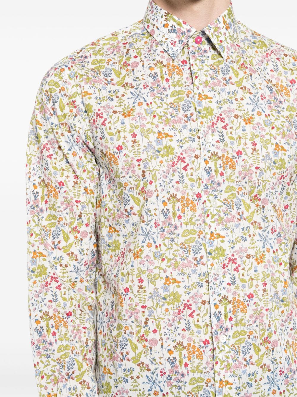Paul Smith Overhemd met bloemenprint van biologisch katoen Beige