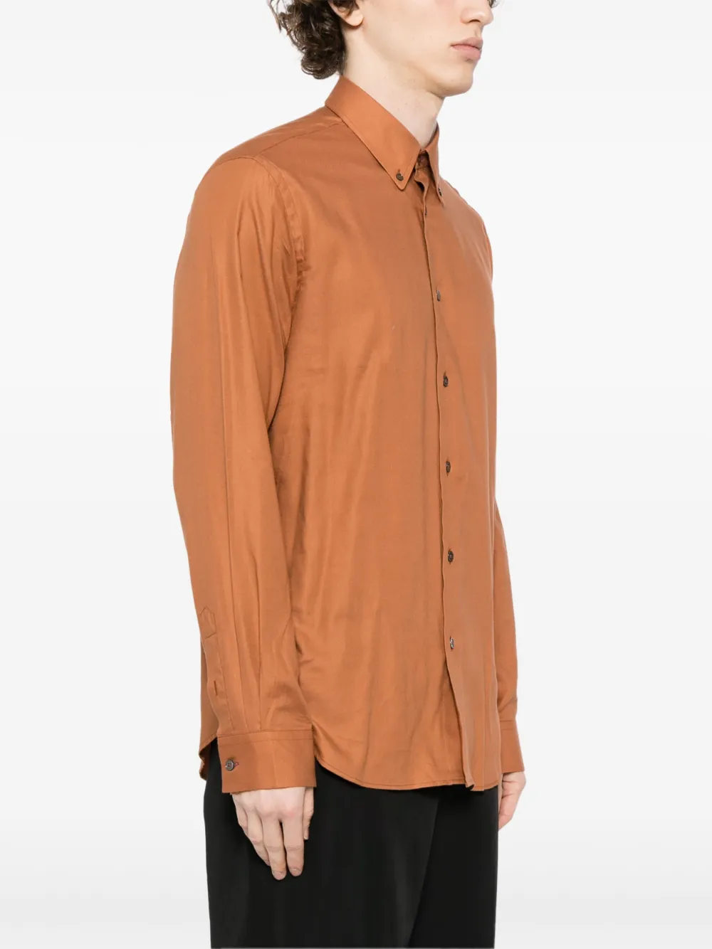 Paul Smith Katoenen popeline button-up overhemd Bruin