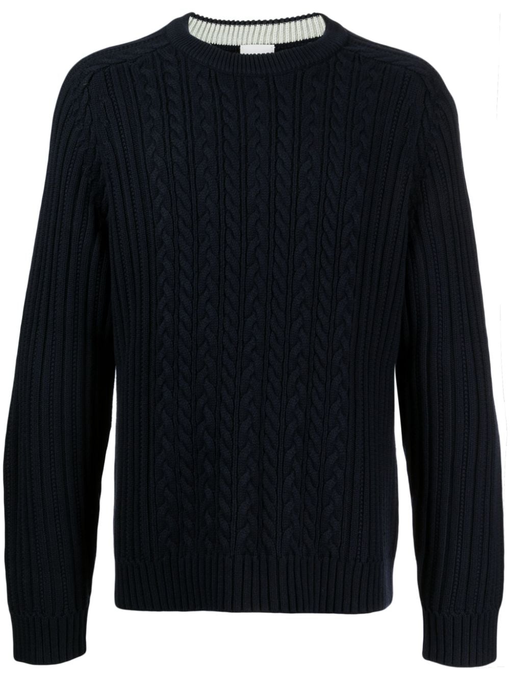 Paul Smith Ribbed-trim Cable-knit Jumper In Blue