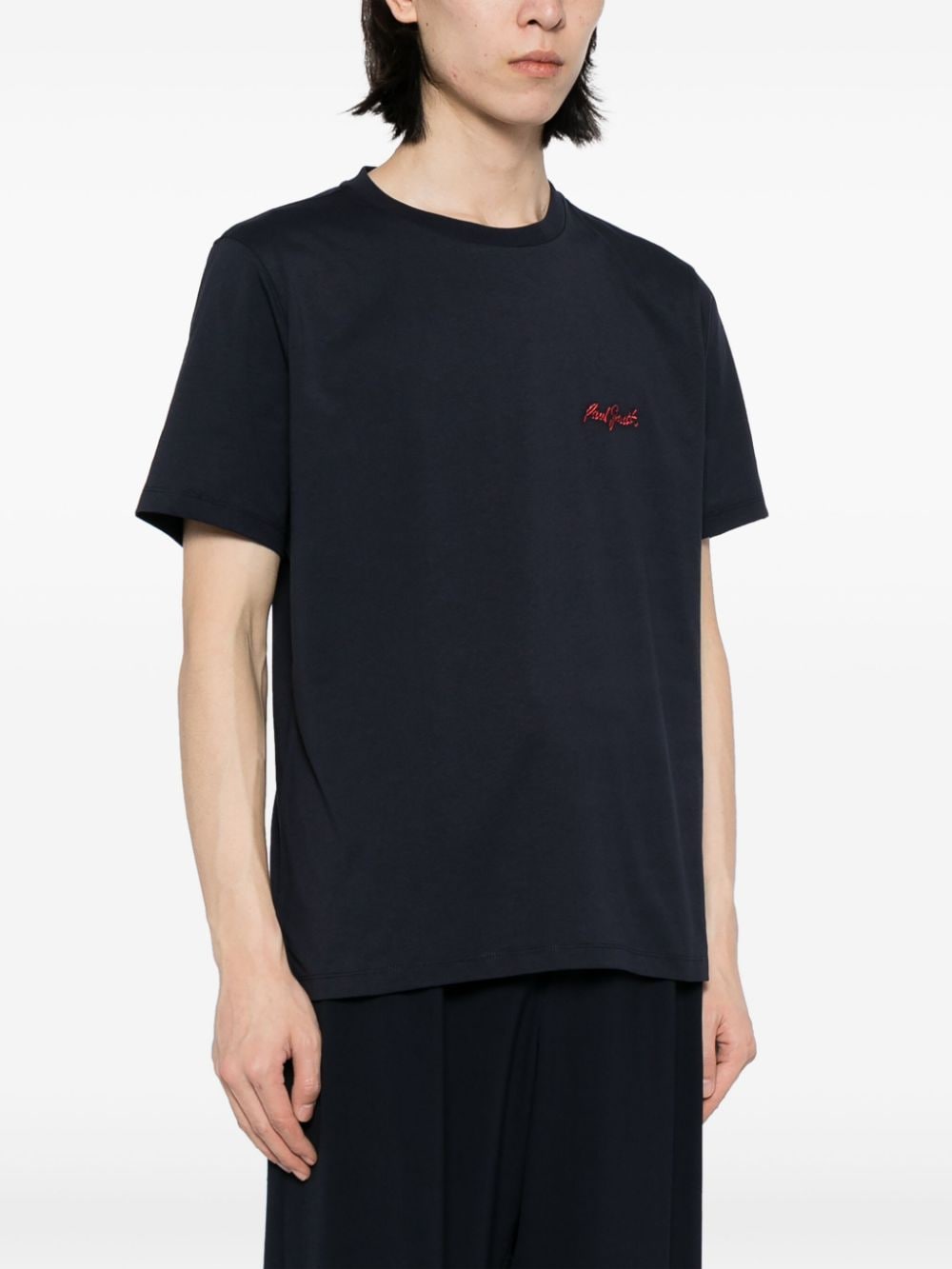 Shop Paul Smith Logo-embroidered Cotton T-shirt In Blue