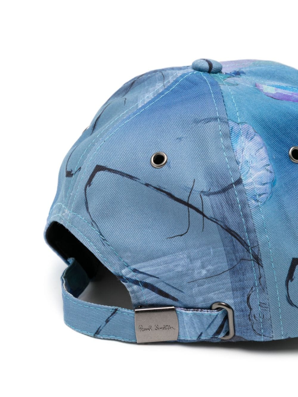 Shop Paul Smith Narcissus-print Cotton Baseball Cap In Blue