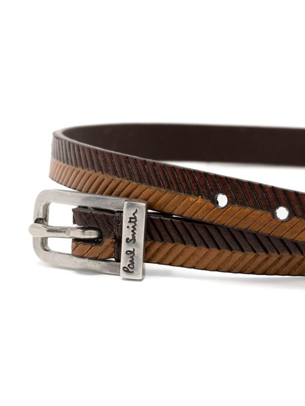 Paul Smith herringbone leather bracelet - Bruin