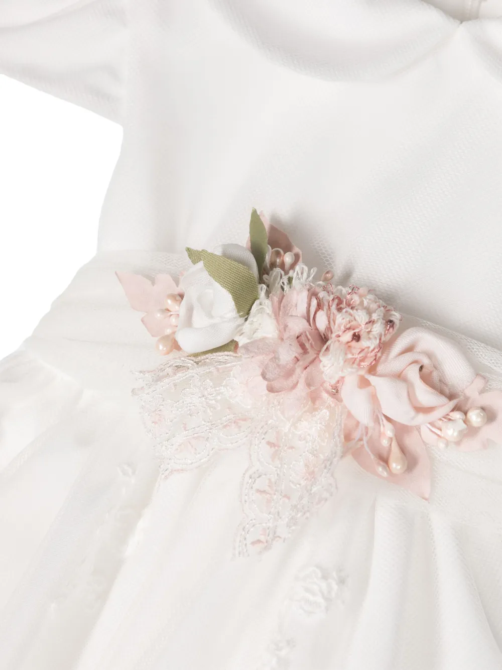 Mimilù Jurk met geborduurde bloemen Wit
