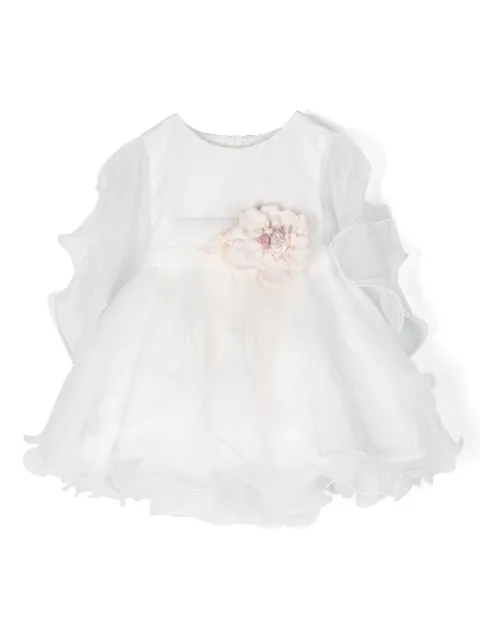 Mimilù floral-appliqué ruffled tiered dress