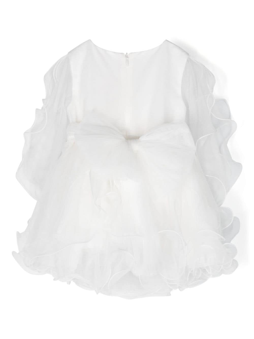 Shop Mimilù Floral-appliqué Ruffled Tiered Dress In White
