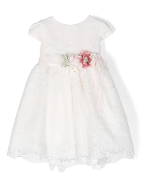 Mimilù floral-embroidered tiered tulle dress
