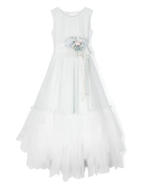 Mimilù floral-appliqué maxi dress