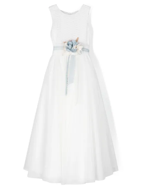 Mimilù floral-appliqué maxi dress