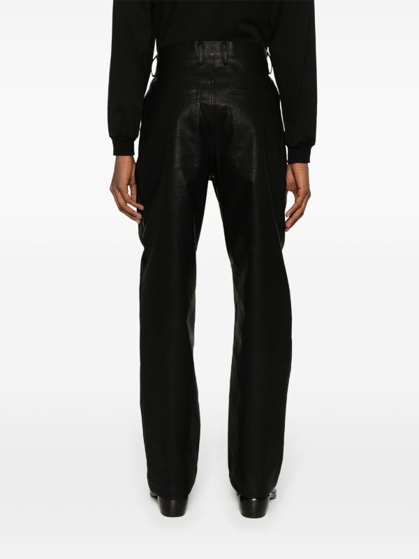 Black Faux Leather Straight Leg Tailored Trousers