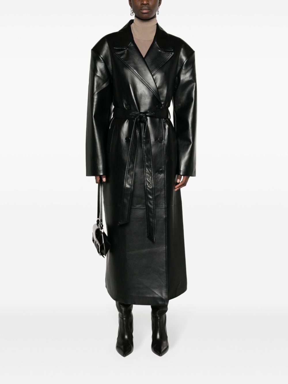 Shop The Frankie Shop Tina Double-breasted Trench Coat In Black