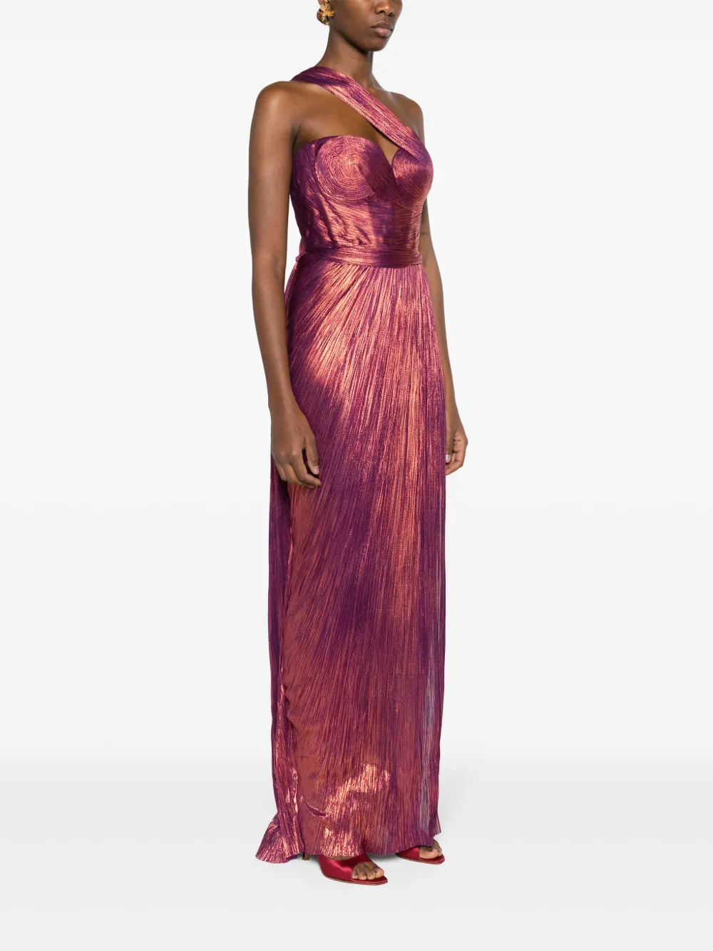 Shop Maria Lucia Hohan Claudine Plissé Silk Gown In Violett