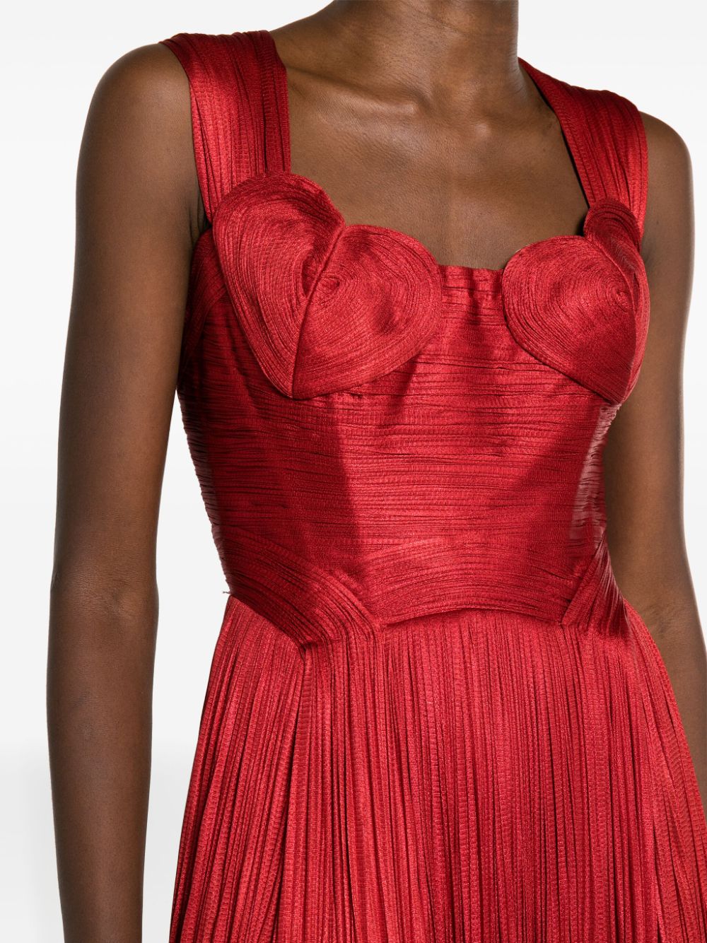 Shop Maria Lucia Hohan Sabina Plissé-silk Maxi Gown In Red