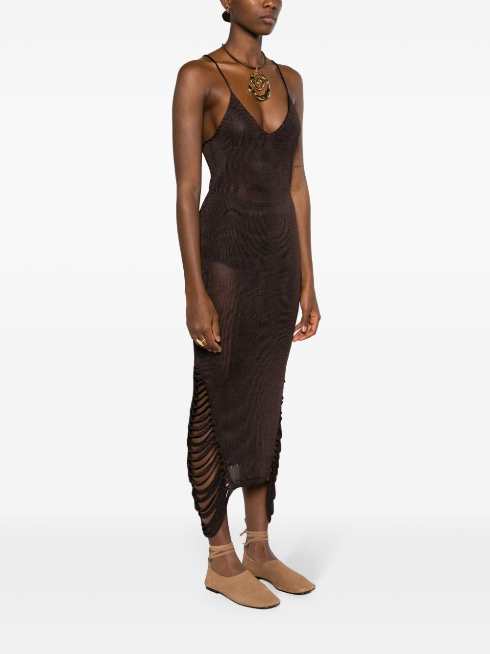 Shop Aisling Camps Stalacite Slip Midi Dress In Brown