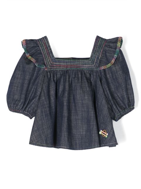 ZIMMERMANN Kids blouse en jean Aligh à volants