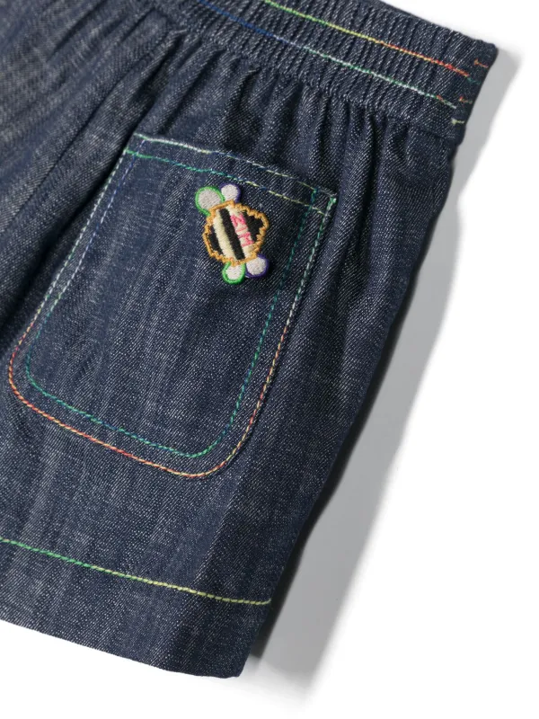 ZIMMERMANN Kids Alight rainbow-stitch Denim Shorts Blue FARFETCH IN