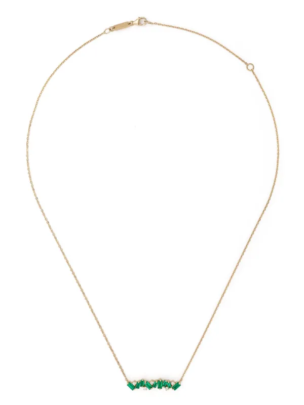 Suzanne Kalan 18kt Yellow Gold Frenzy Emerald and Diamond Necklace