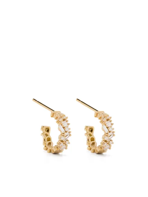 Suzanne Kalan 18kt yellow gold diamond small hoop earrings