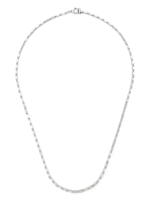 Suzanne Kalan 18kt White Gold Linear Diamond Tennis Necklace in Silver