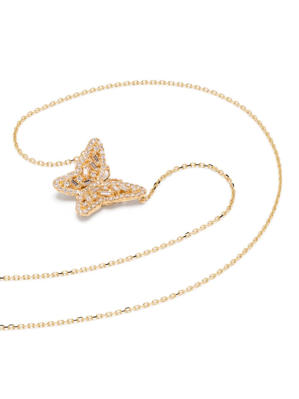 Shop Suzanne Kalan 18kt Yellow Gold Small Bold Butterfly Diamond Necklace