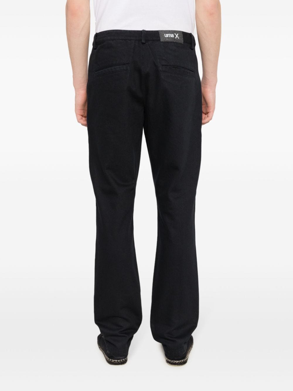 Shop Uma Raquel Davidowicz Logo-patch Cotton Tapered Trousers In Black