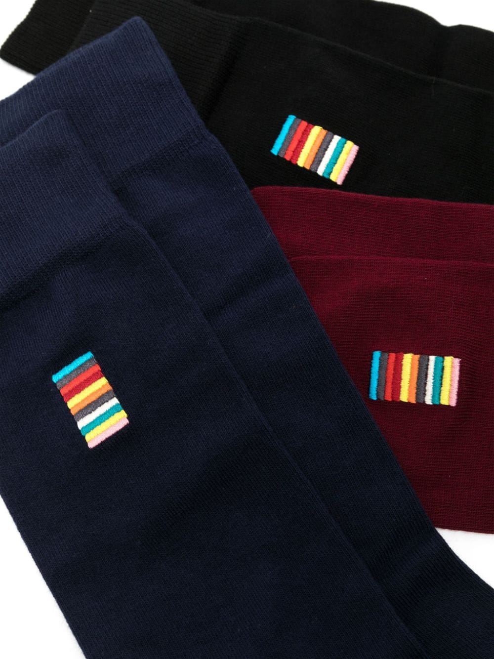 彩虹条纹细节及踝针织袜（三件装)