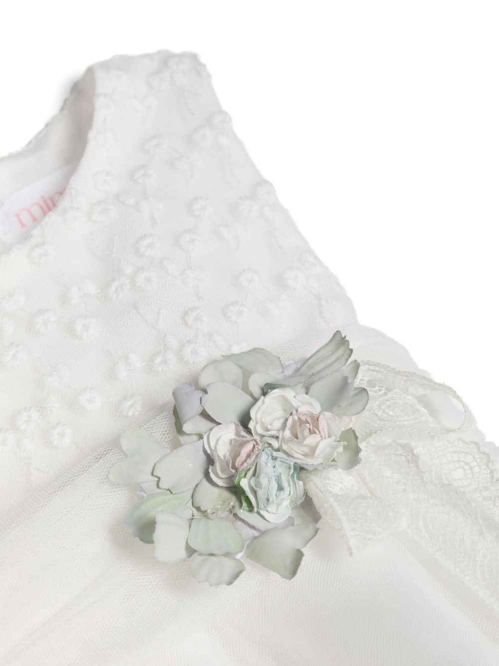 Shop Mimilù Floral-appliqué Full-skirt Dress In White