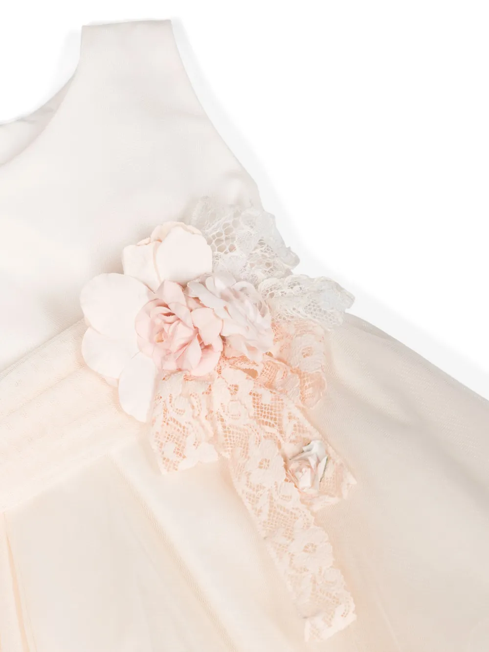  Mimilù Floral-appliqué Tiered Dress - Neutrals 